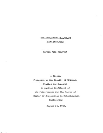 The extraction of lithium from spodumene. thumbnail