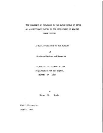 The treatment of childhood in the major novels of Defoe as a significant factor in the development of English prose fiction. thumbnail