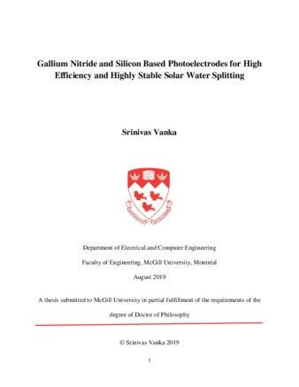 Gallium nitride and silicon based photoelectrodes for high efficency and thumbnail