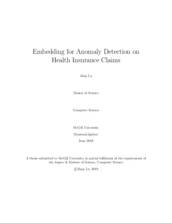 Embedding for anomaly detection on health insurance claims thumbnail