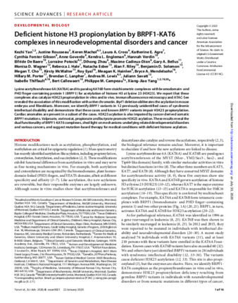 Deficient histone H3 propionylation by BRPF1-KAT6 complexes in neurodevelopmental disorders and cancer thumbnail