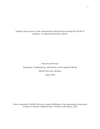 Incidence and outcomes of non-communicable pediatric diseases during the COVID-19 pandemic: An interrupted timeseries analysis thumbnail