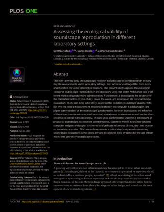 Assessing the ecological validity of soundscape reproduction in different laboratory settings thumbnail