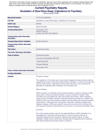 Modulation of slow-wave sleep: implications for psychiatry thumbnail