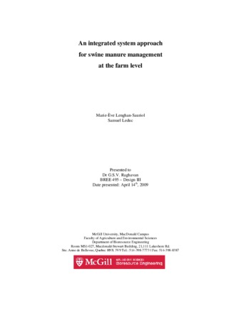 An integrated system approach for swine manure management at the farm level thumbnail