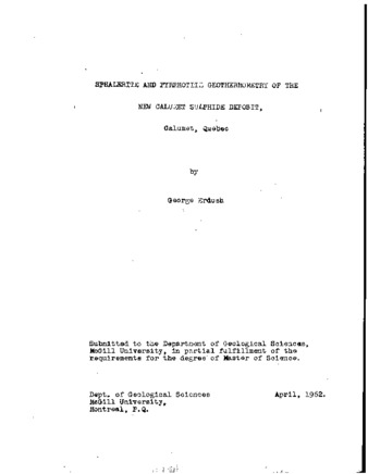 Sphalerite and pyrrhotite geothermometry of the new calumet sulphide deposit. thumbnail
