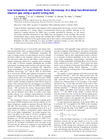 Low temperature electrostatic force microscopy of a deep two-dimensional electron gas using a quartz tuning fork thumbnail