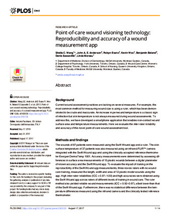 Point-of-care wound visioning technology: Reproducibility and accuracy of a wound measurement app thumbnail