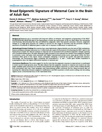 Broad Epigenetic Signature of Maternal Care in the Brain of Adult Rats thumbnail