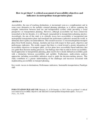 How to get there? A critical assessment of accessibility objectives and indicators in metropolitan transportation plans thumbnail