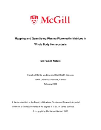 Mapping and quantifying plasma fibronectin matrices in whole body homeostasis thumbnail