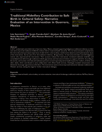 Traditional Midwifery Contribution to Safe Birth in Cultural Safety: Narrative Evaluation of an Intervention in Guerrero, Mexico thumbnail