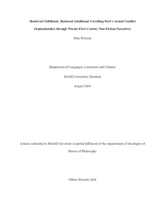 Shattered childhood, shattered adulthood: unveiling Peru’s armed conflict orphanhood(s) through twenty-first century non-fiction narratives. thumbnail