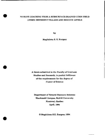 Nitrate leaching from a subsurface-drained corn field under different tillage and residue levels thumbnail