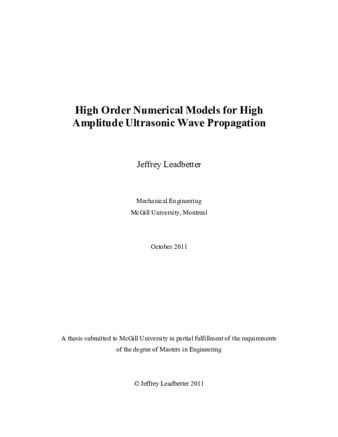 High order numerical models for high amplitude ultrasonic wave propagation thumbnail