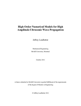 High order numerical models for high amplitude ultrasonic wave propagation thumbnail