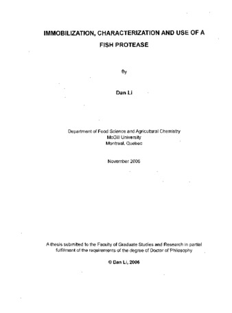 Immobilization, characterization and use of fish protease thumbnail