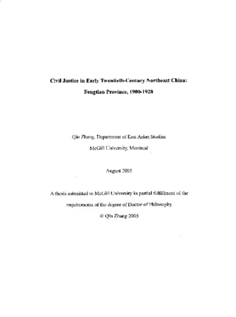 Civil justice in early twentieth-century Northeast China : Fengtian Province, 1900-1928 thumbnail