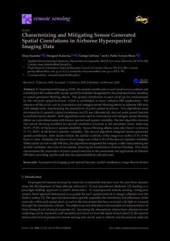 Characterizing and Mitigating Sensor Generated Spatial Correlations in Airborne Hyperspectral Imaging Data thumbnail