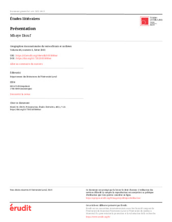 Présentation: Du transnationalisme littéraire thumbnail