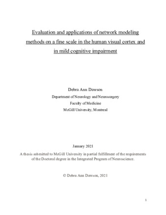 Evaluation and applications of network modeling methods on a fine-scale in the human visual cortex and in mild cognitive impairment thumbnail