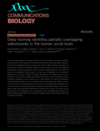 Deep learning identifies partially overlapping subnetworks in the human social brain thumbnail