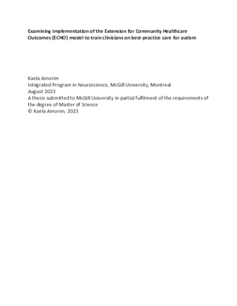 Examining implementation of the extension for community healthcare outcomes (ECHO) model to train clinicians on best-practice care for autism thumbnail