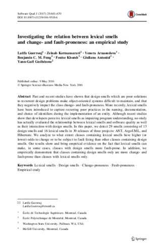 Investigating the relation between lexical smells and change- and fault-proneness: an empirical study thumbnail