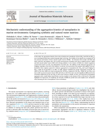 Mechanistic Understanding of the Aggregation Kinetics of Nanoplastics in Marine Environments: Comparing Synthetic and Natural Water Matrices thumbnail
