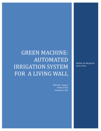 Green Machine: Automated Irrigation System for a Living Wall thumbnail