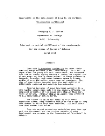 Experiments on the development of song in the cardinal. thumbnail