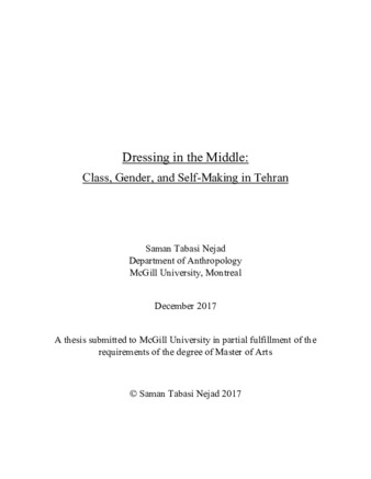 Dressing in the middle: class, gender, and self-making in Tehran thumbnail