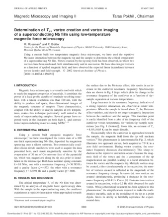 Determination of Tc, vortex creation and vortex imaging of a superconducting Nb film using low-temperature magnetic force microscopy thumbnail