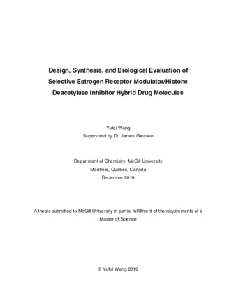 Design, synthesis, and biological evaluation of selective estrogen receptor modulator/histone deacetylase inhibitor hybrid drug molecules thumbnail