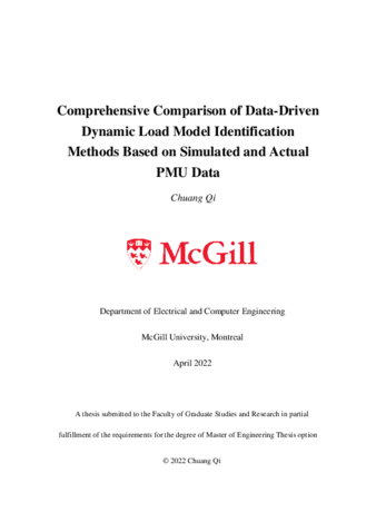 Comprehensive Comparison of Data-Driven Dynamic Load Model Identification Methods Based on Simulated and Actual PMU Data thumbnail