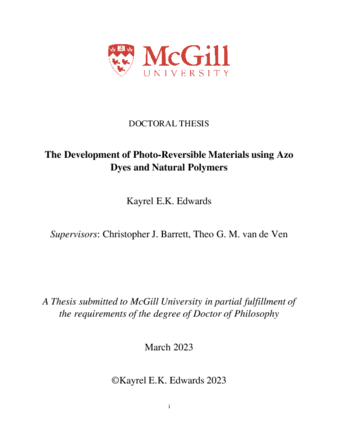 Development of Photo-Reversible Materials using Azo Dyes and Natural Polymers thumbnail