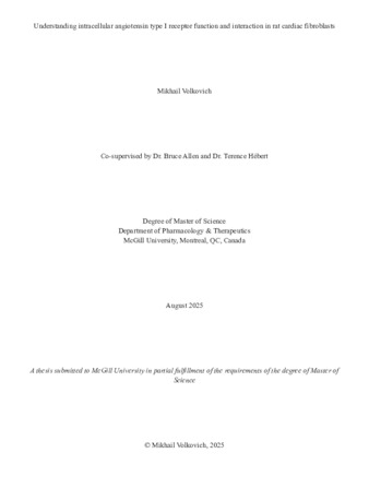 Understanding intracellular angiotensin type I receptor function and interaction in rat cardiac fibroblasts thumbnail