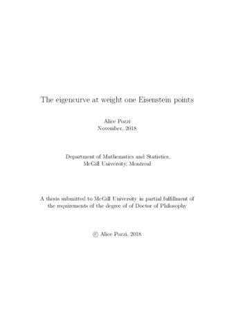 The eigencurve at weight one Eisenstein points thumbnail