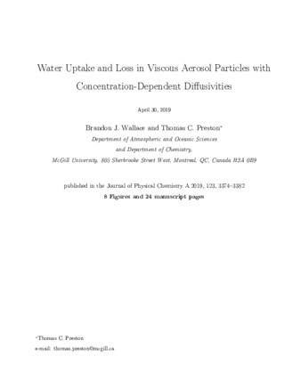 Water Uptake and Loss in Viscous Aerosol Particles with Concentration-Dependent Diffusivities thumbnail