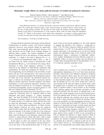 Molecular weight effects on chain pull-out fracture of reinforced polymeric interfaces thumbnail