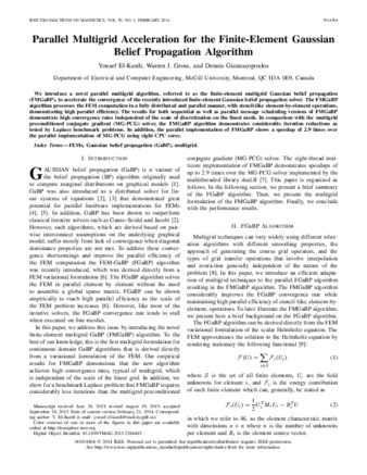 Parallel multigrid acceleration for the finite element Gaussian belief propagation algorithm thumbnail