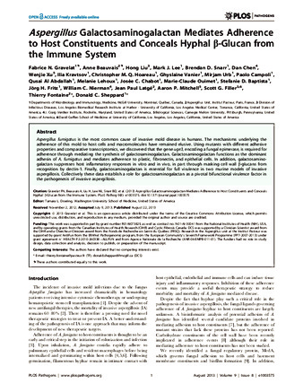 Aspergillus Galactosaminogalactan Mediates Adherence to Host Constituents and Conceals Hyphal β-Glucan from the Immune System thumbnail