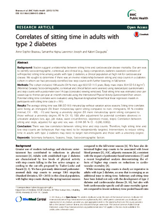 Correlates of sitting time in adults with type 2 diabetes thumbnail