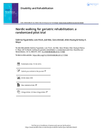 Nordic walking for geriatric rehabilitation: a randomized pilot trial thumbnail