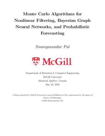 Monte Carlo algorithms for nonlinear filtering, bayesian graph neural networks, and probabilistic forecasting thumbnail