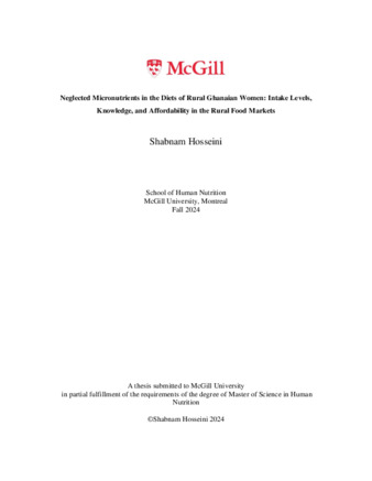 Neglected Micronutrients in the Diets of Rural Ghanaian Women: Intake Levels, Knowledge, and Affordability in the Rural Food Markets thumbnail
