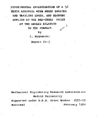 Experimental investigation of a 5% thick aerofoil with sharp leading and trailing edges, and blowing applied at the mid-chord point at two angles relative to the surface thumbnail