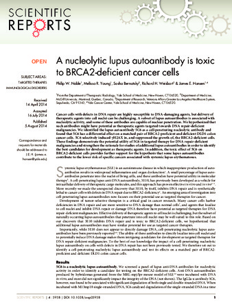 A nucleolytic lupus autoantibody is toxic to BRCA2-deficient cancer cells thumbnail