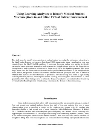Using Learning Analytics to Identify Medical Student Misconceptions in an Online Virtual Patient Environment thumbnail
