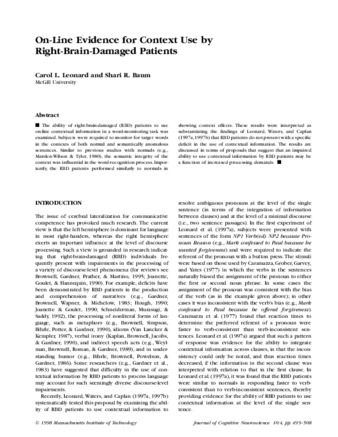 On-line evidence for context use by right-brain-damaged patients thumbnail